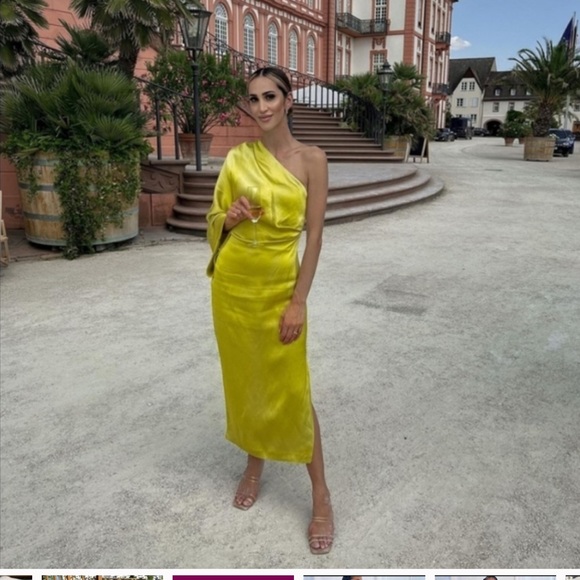 zara one shoulder yellow dress ZARA  I feel like maybe the shorts weren't too short after all?!! Let me  know what you think? Comment LINKS for all the outfit links sent straight  to your DMs 